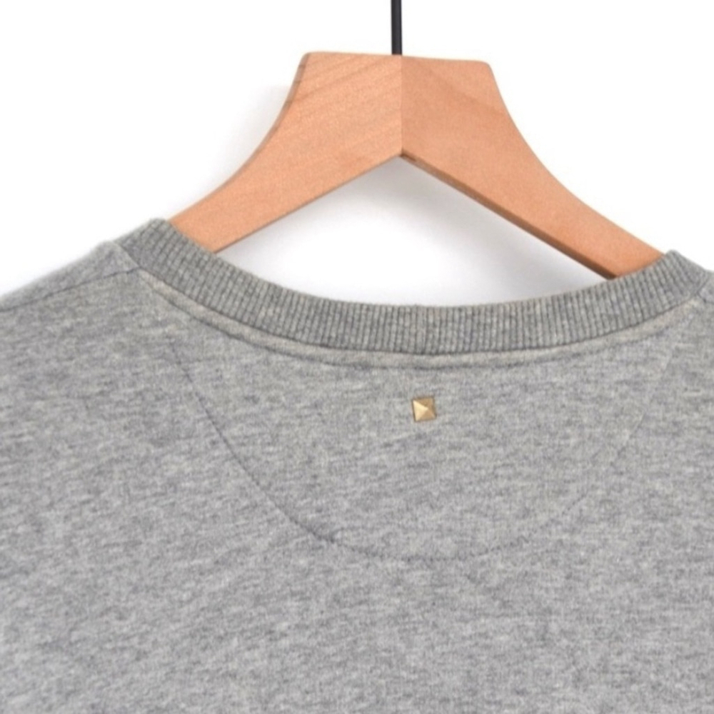 Valentino Made in Italy Gray Crewneck Sweatshirt with Contrast Tan Zip Pocket –M - Picture 10 of 13